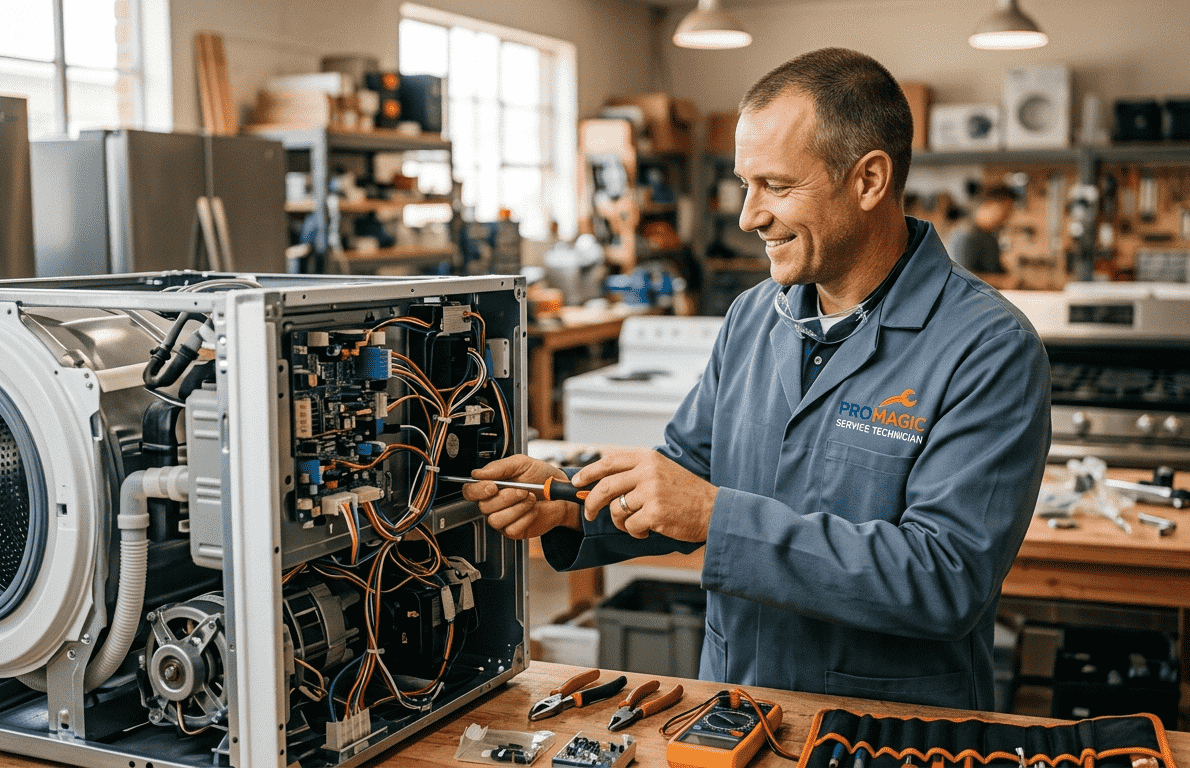 PROMAGIC technician repairing an appliance